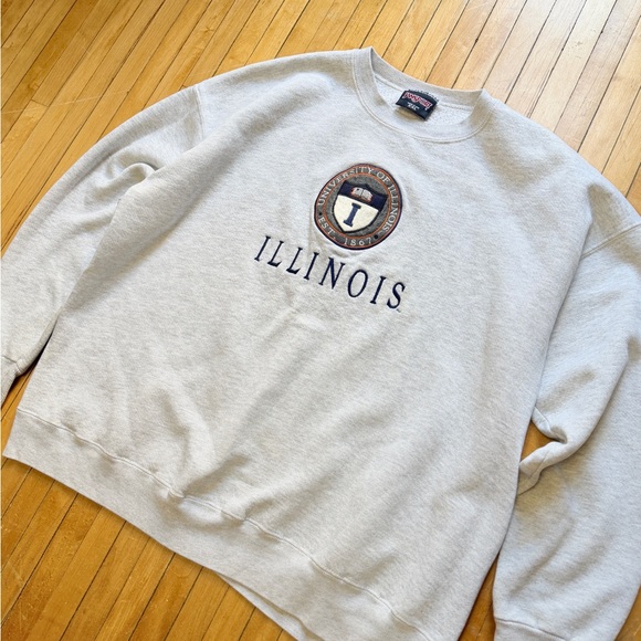 VTG 90s Jansport University Of Illinois Crewneck Unisex Chief Illiniwek Sz. XXL - Picture 2 of 7
